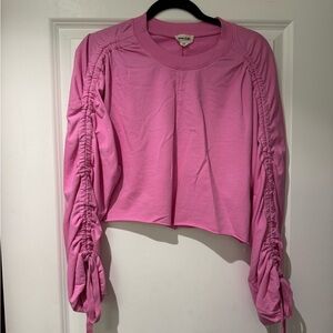 Forever 21 Pink Ruched Sleeve Sweatshirt